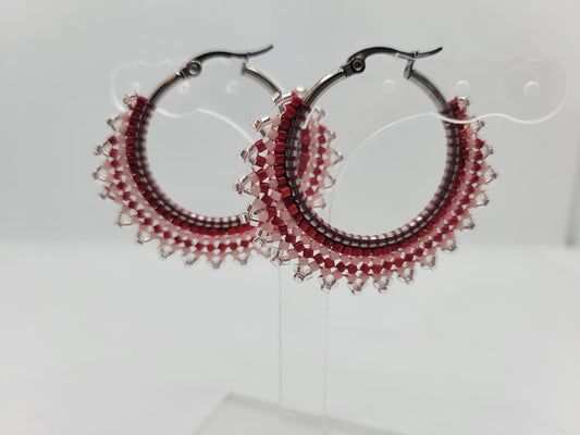 Seed bead hoop earrings.