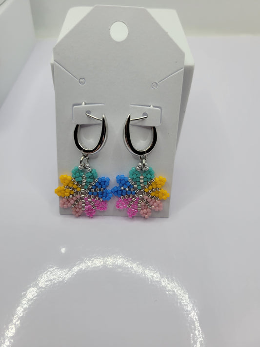 Seed bead pinwheel earrings