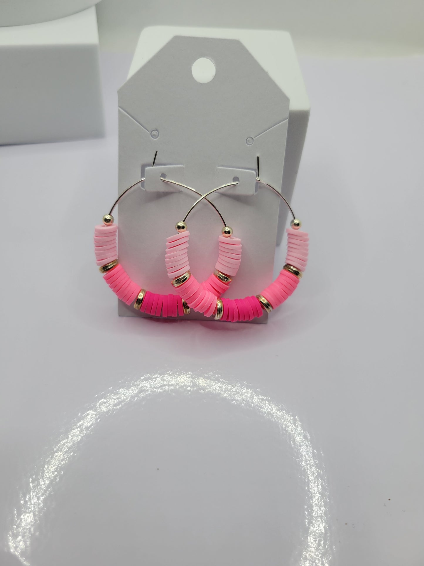 Heishi bead hoop earrings