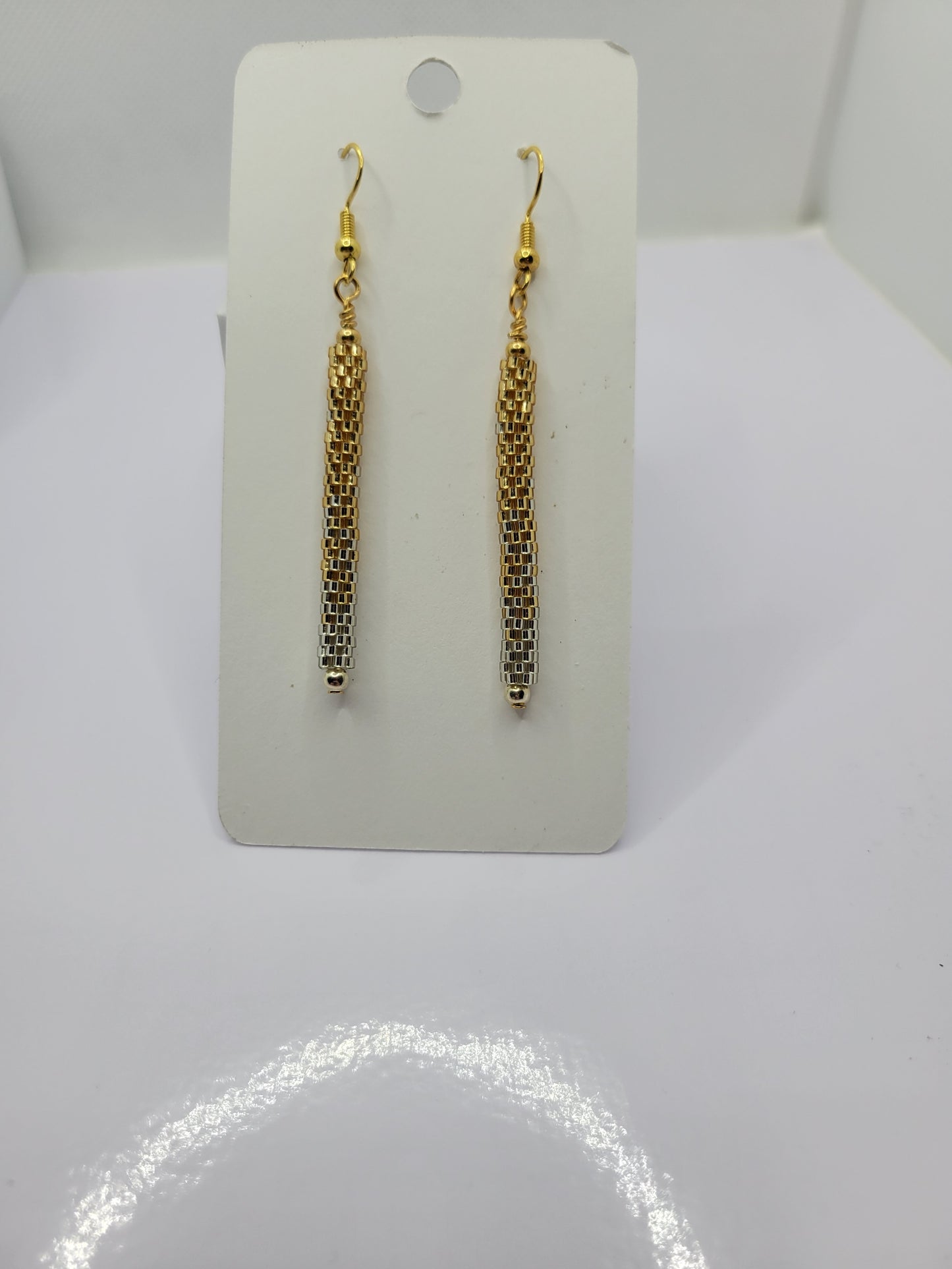 Seed bead tubular dangle earring