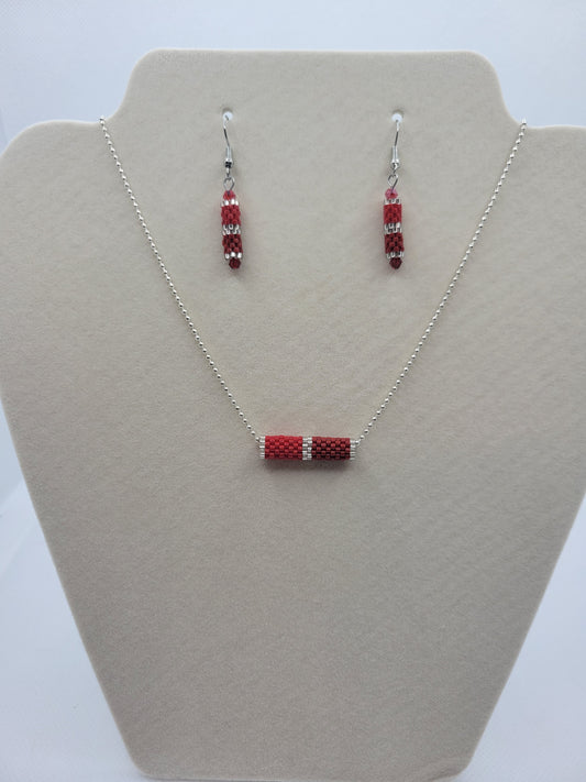 Handmade peyote necklace and earrings set