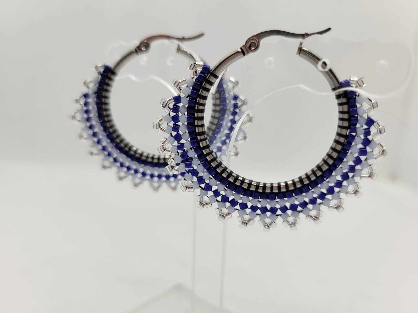 Seed bead hoop earrings.