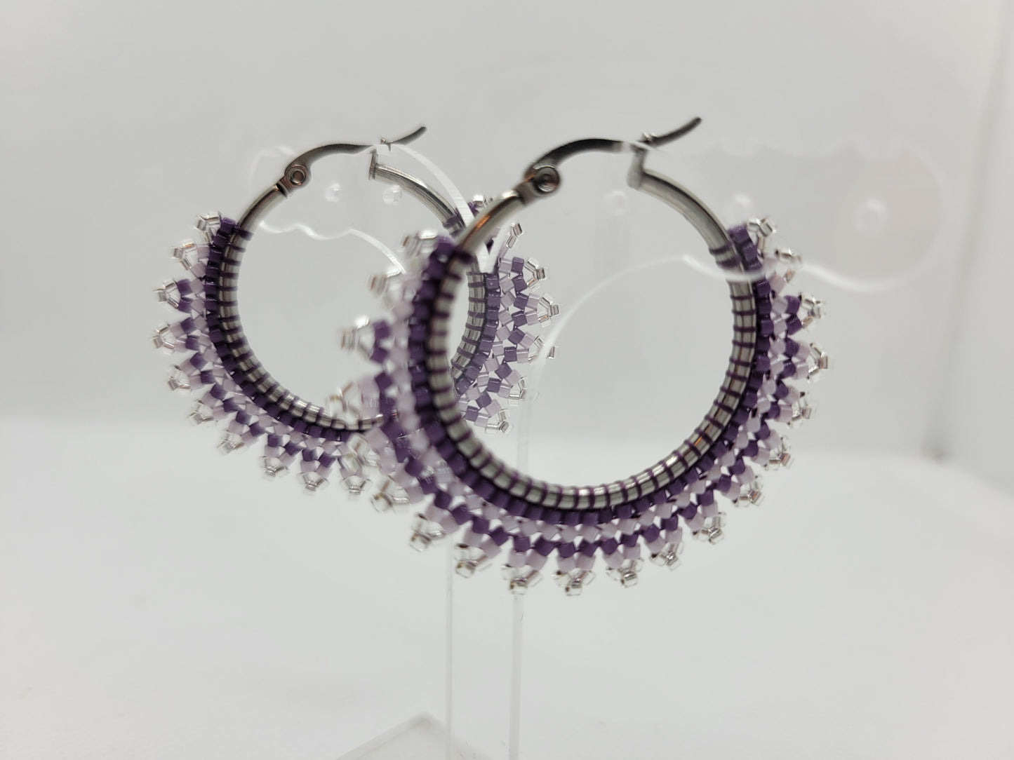 Seed bead hoop earrings.