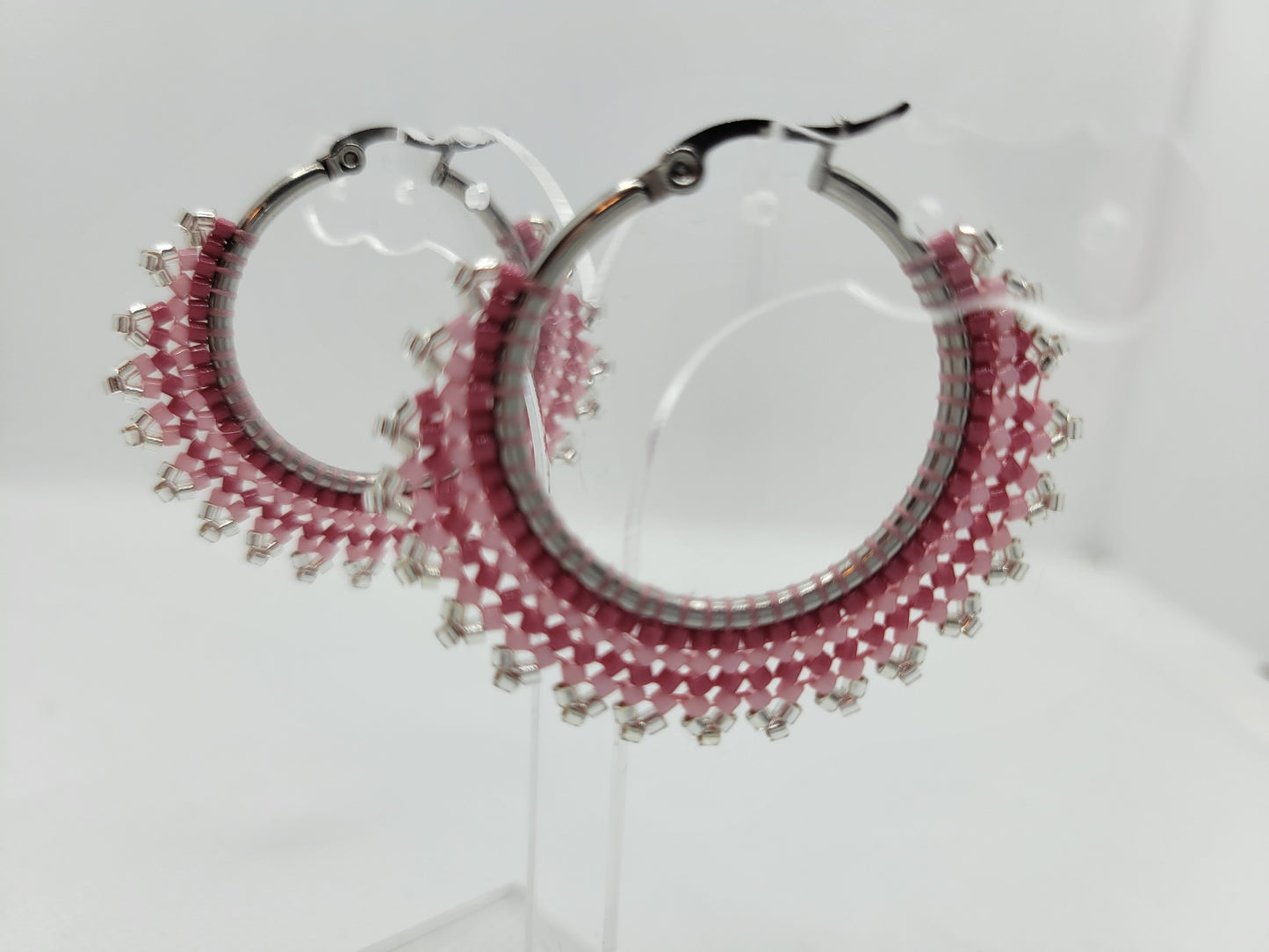 Seed bead hoop earrings.