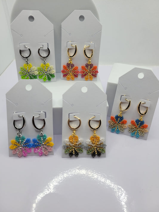 Seed bead pinwheel earrings