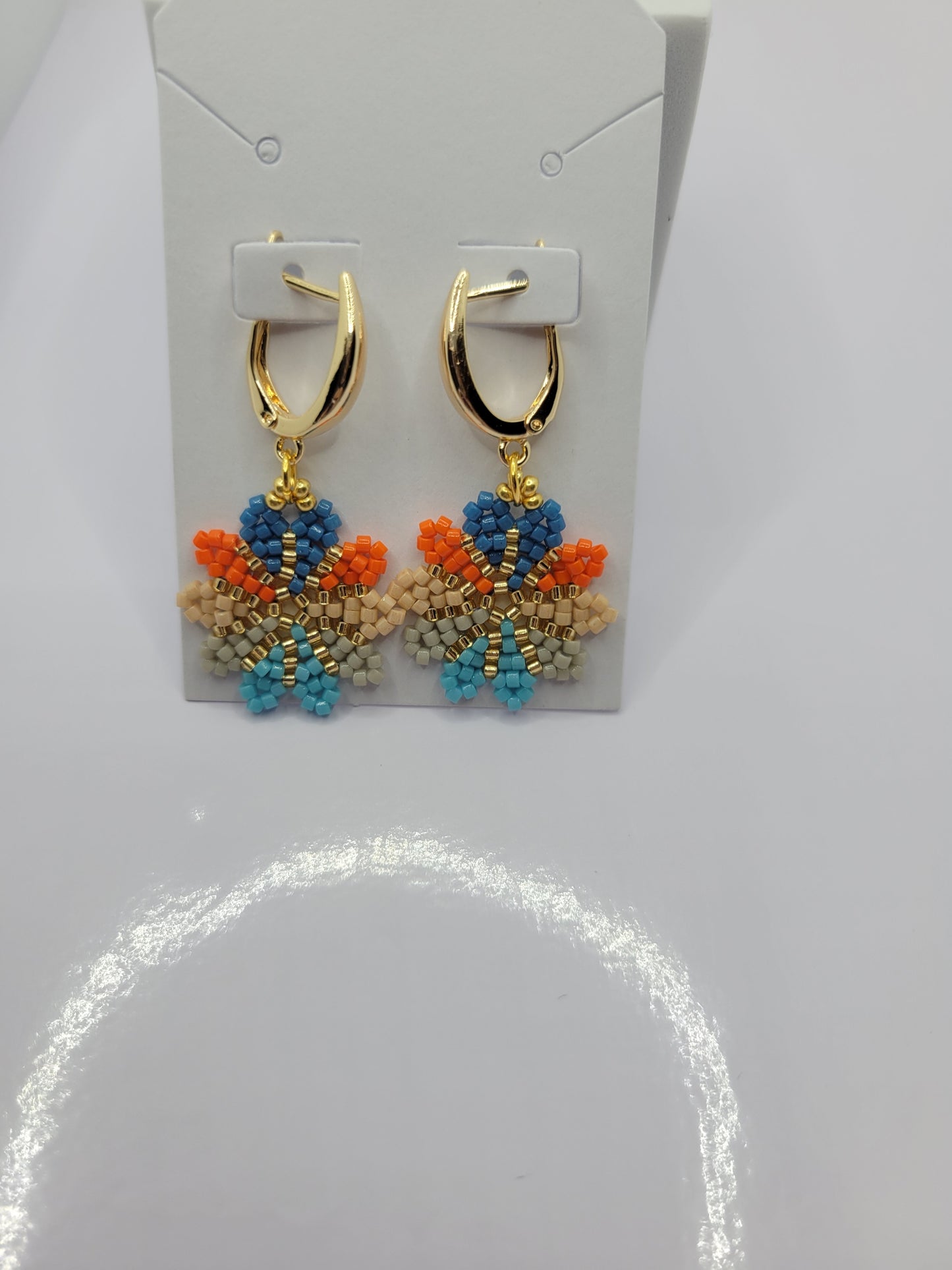 Seed bead pinwheel earrings