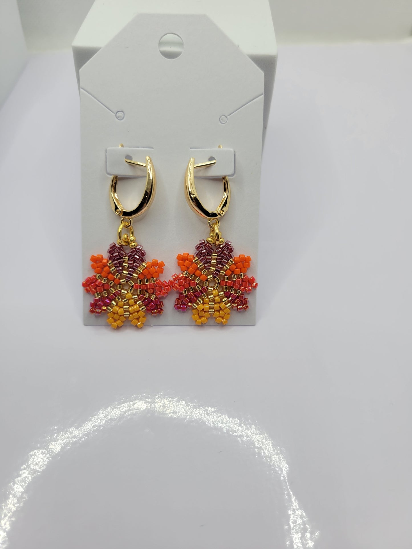 Seed bead pinwheel earrings