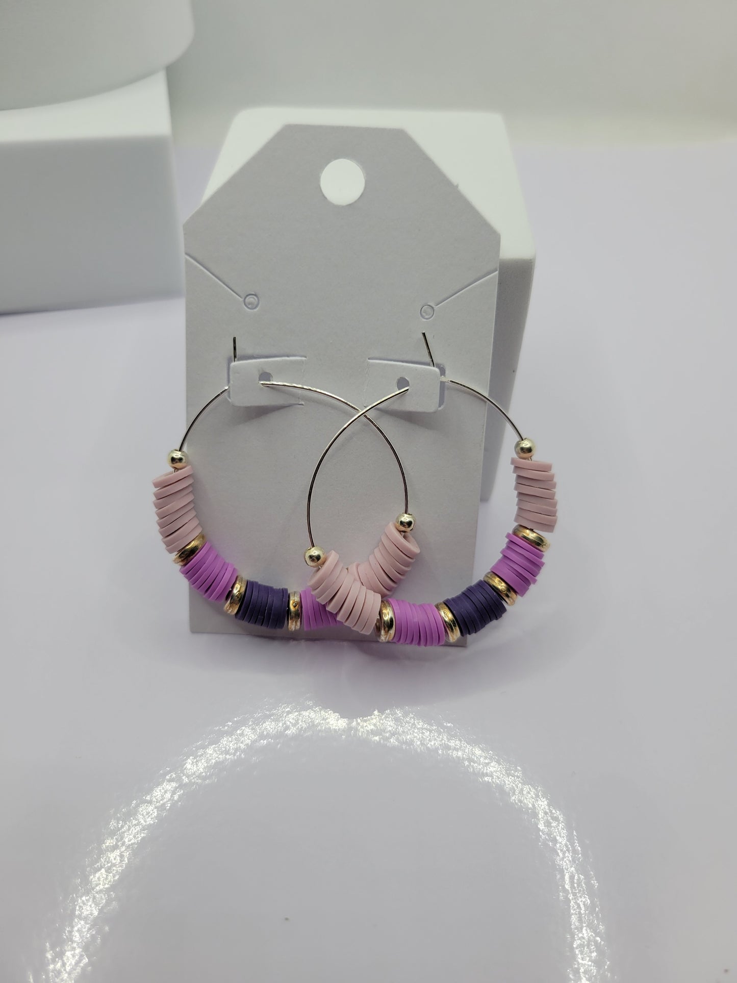 Heishi bead hoop earrings