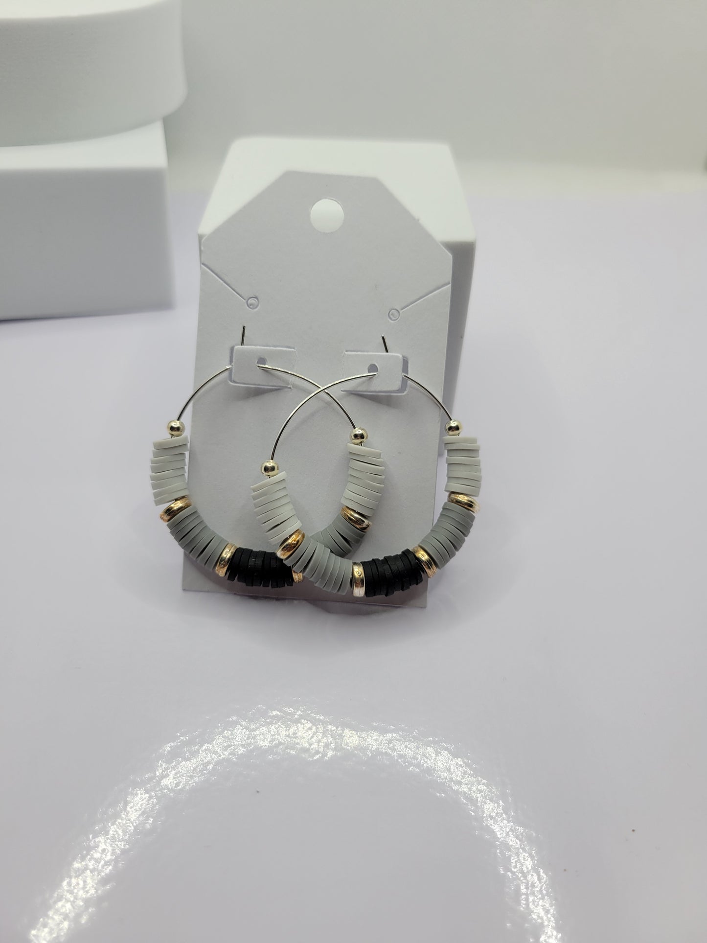 Heishi bead hoop earrings