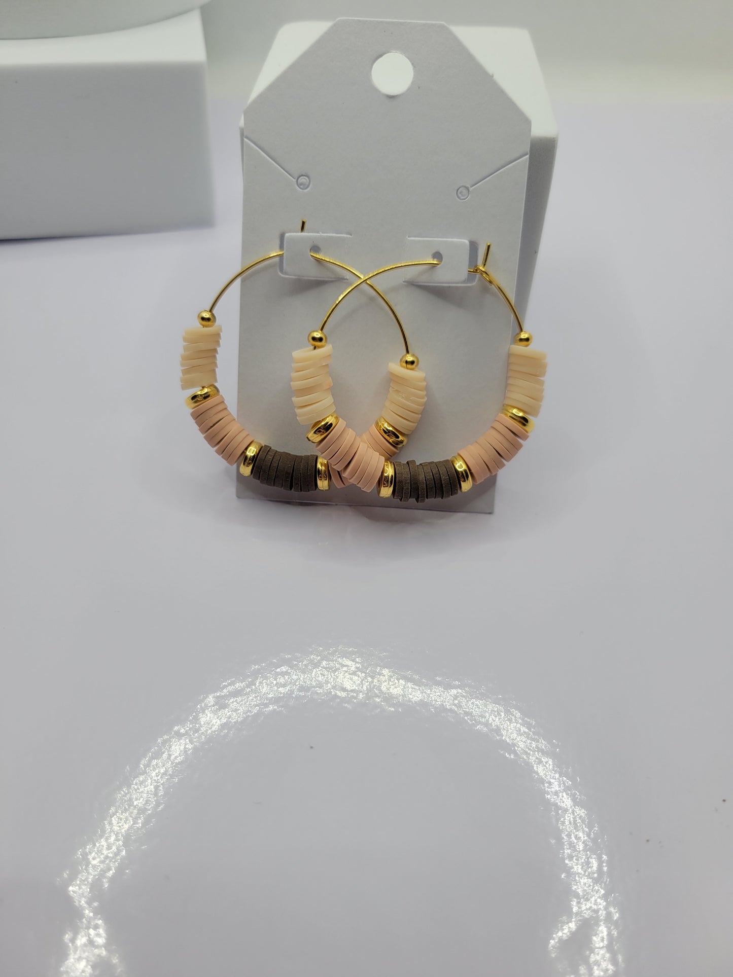 Heishi bead hoop earrings