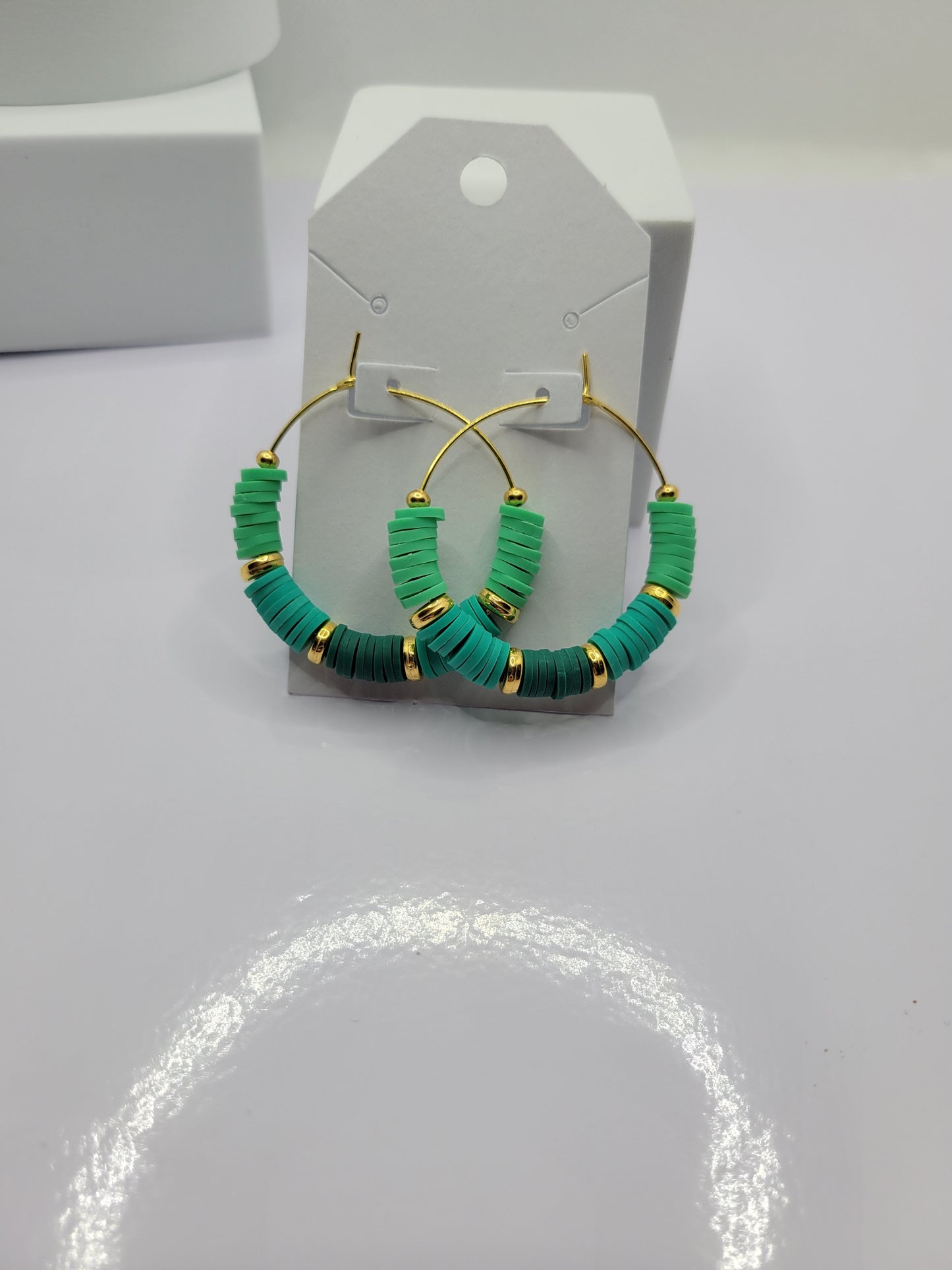 Heishi bead hoop earrings