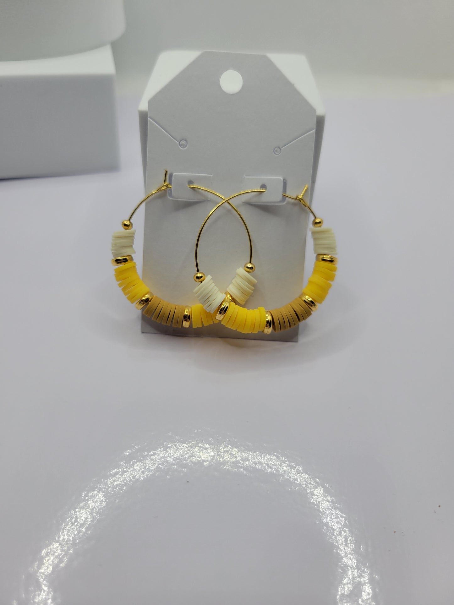 Heishi bead hoop earrings
