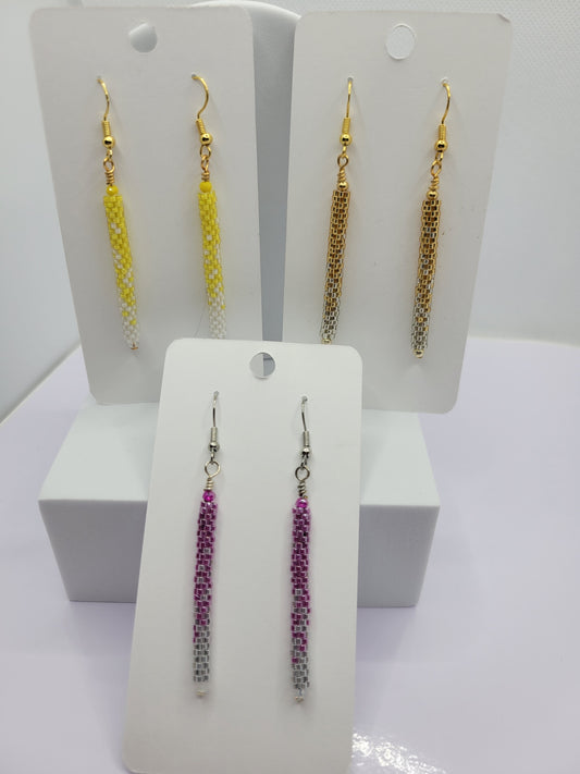 Seed bead tubular dangle earring