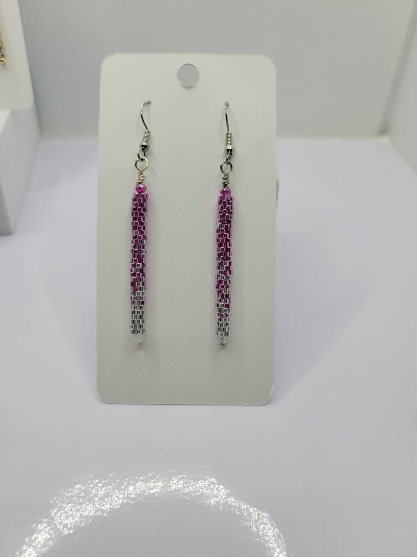 Seed bead tubular dangle earring