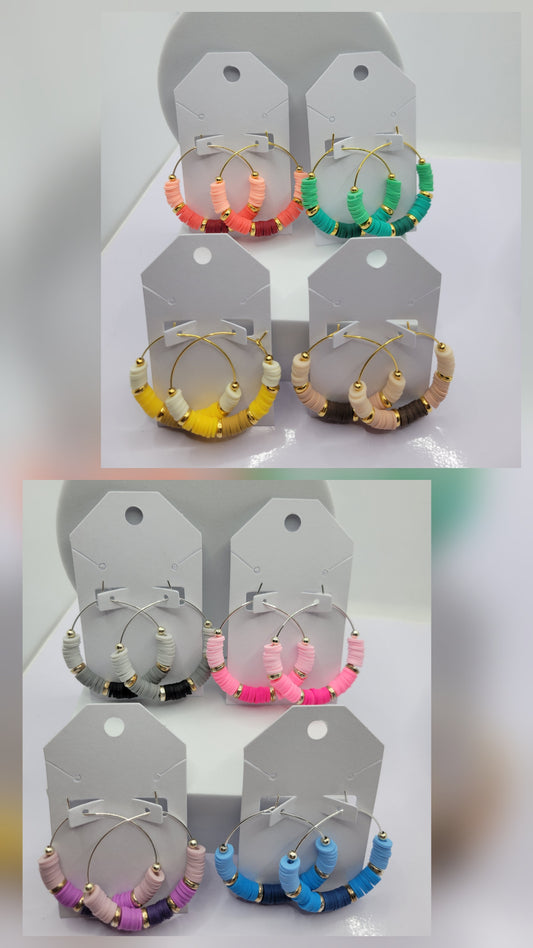 Heishi bead hoop earrings